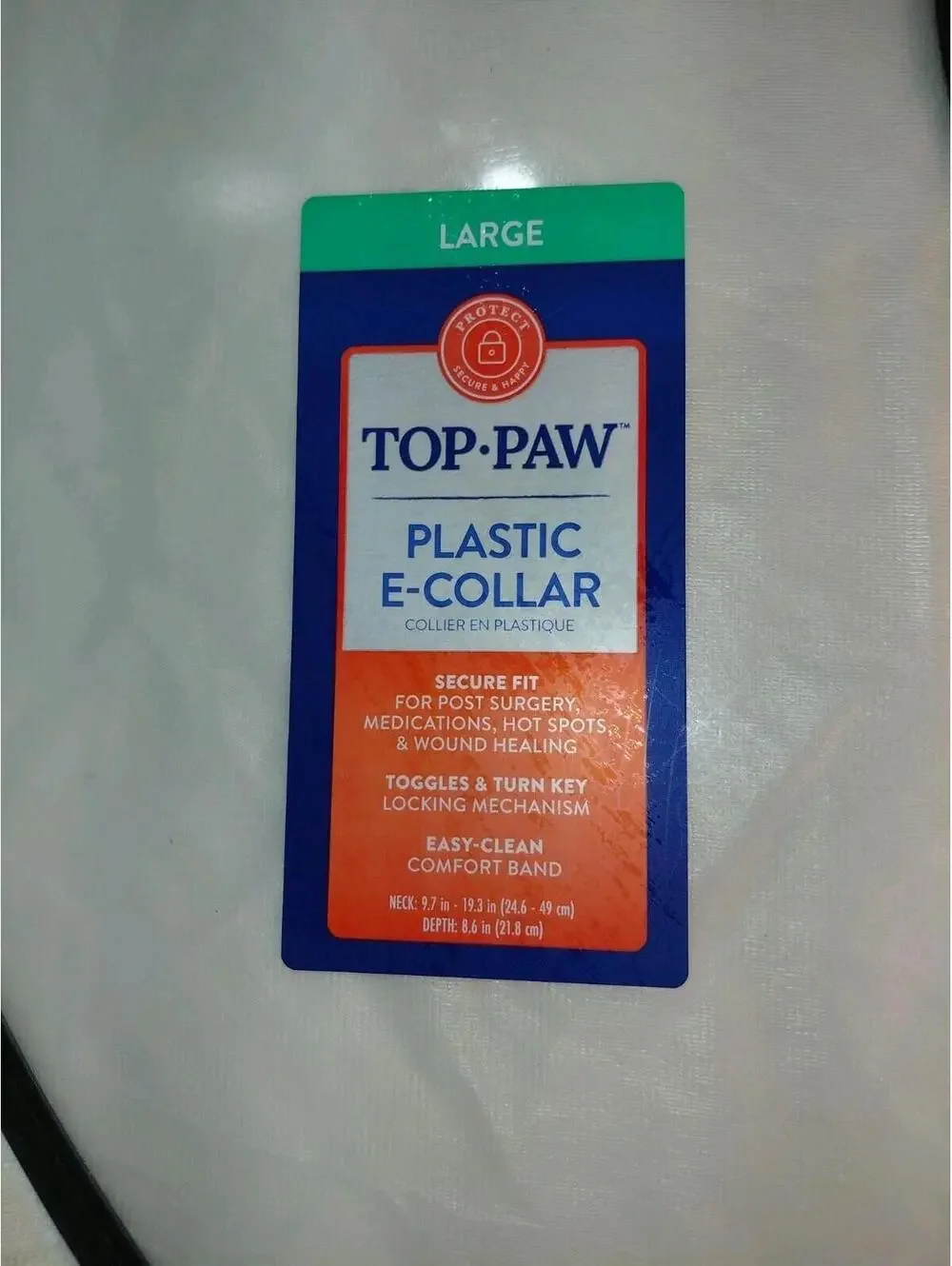Top Paw Collar Reuseable Dog Cone Size Large Plastic Toggle